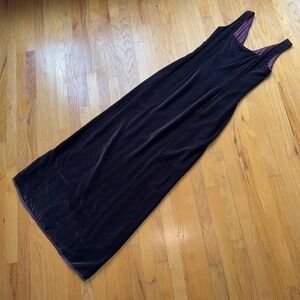 Brooks Brothers Dress Burgundy Velvet Maxi 6 Sleeveless Evening Gown Formal USA